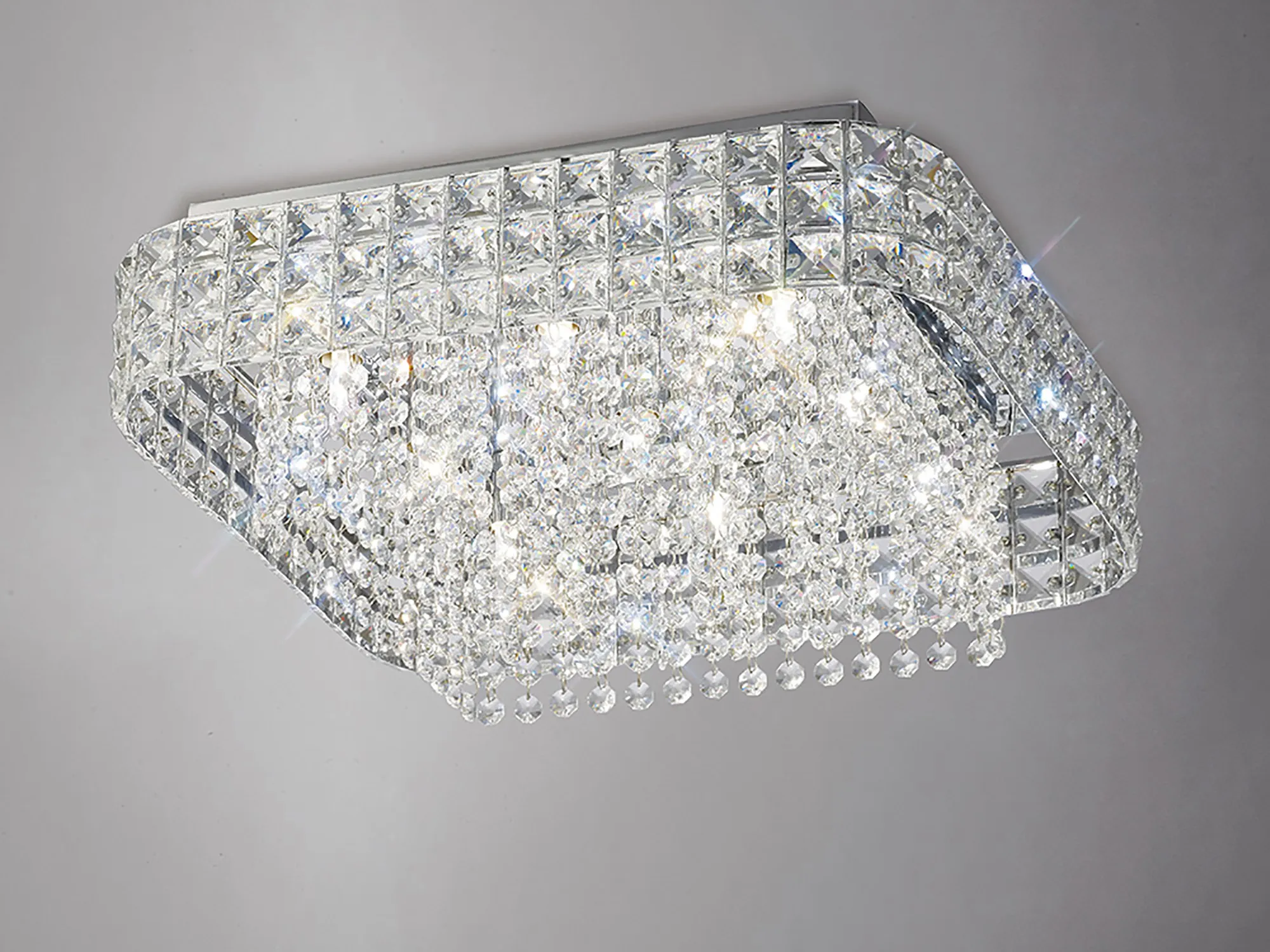 Edison Crystal Ceiling Lights Diyas Ringed & Square Crystal Fittings